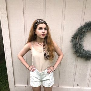 scalloped front panel shorts